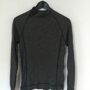 Smartwool Grey Striped Mock Sweater